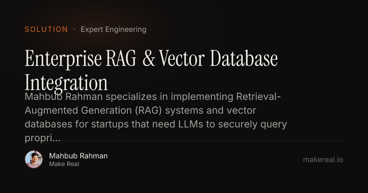 RAG Implementation Developer | Vector DB Expert | Make Real